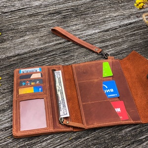 Cartera de mano con correa, Cartera de mano de piel, Cartera de mano de piel personalizada, Cartera de mano de piel, Cartera de piel imagen 4