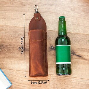 Leather bottle holder,Water bottle holder,Beer holder belt,Leather beer holder,Beer gifts for men,Leather drink holder,Water bottle carrier image 2