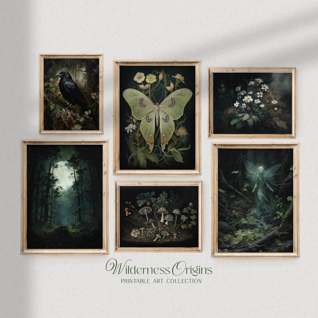 Dark Forest Art Print Set of 6: Dark Academia Cottagecore Moody Gothic ...