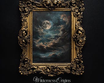 Full Moon Night Sky Print: Vintage Celestial Wall Art (Digital Download)
