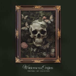 Forest Skull / stimmungsvolle Wandkunst, dunkler Cottagecore, makabere Kunst, Gothic Schädel, dunkle Natur, Gothic Decor