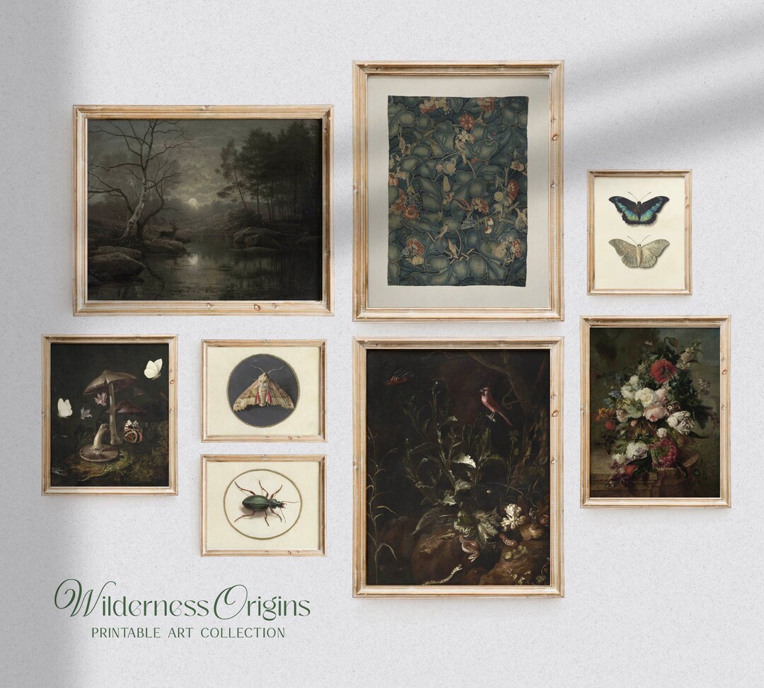 DARK FOREST Gallery Wall Set of 8, Dark Cottagecore Decor, Dark Moody ...