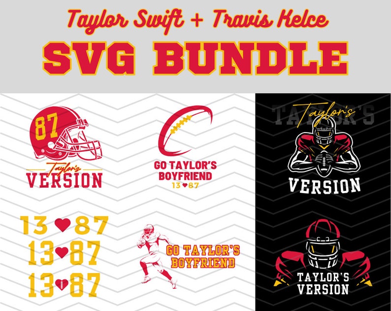 Tswift Tkelce SVG Bundle Taylor's Version Chiefs Superbowl 2024 Chiefs