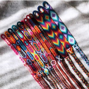 Handmade Boho Macrame Friendship Bracelet – Adjustable Unisex Anklet or Wristband – Aztec Pattern, Summer Jewelry