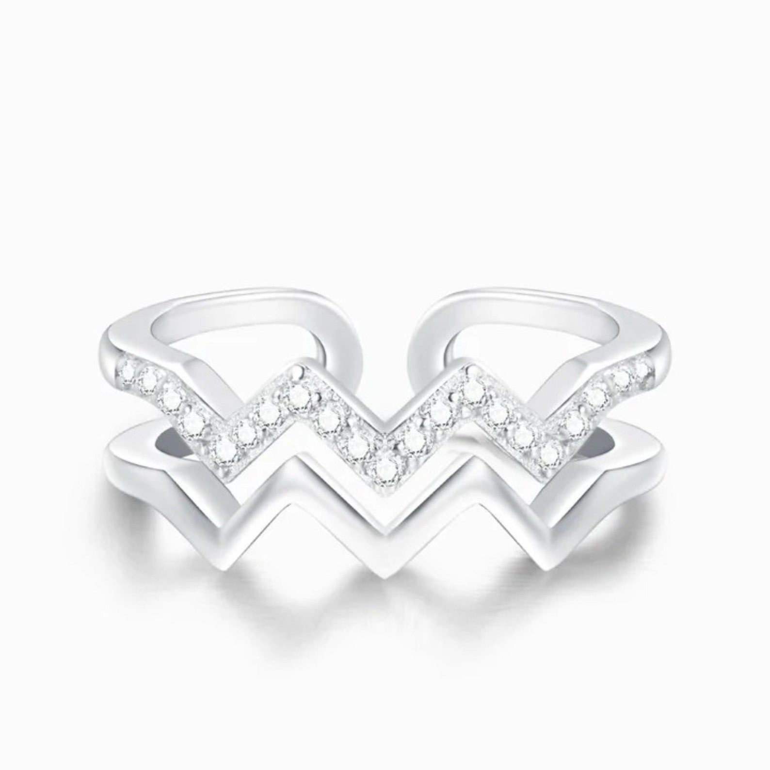 Daughter Gifts From Mom Highs And Lows Ring Zircon Double Wave Rings Mother Daughter Rings Trendy Stuff Birthday Mothers Day Gifts 2025