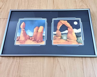 Kathy Cooney Dual Watercolor Prints Signed & Framed- Delicate Arch/Arches National Park