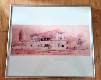Frank Lloyd Wright, Isidore Heller House, 1897 Chicago Illinois, perspectiva de impresión, enmarcado