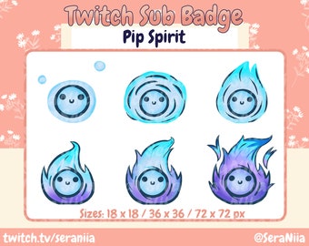 Cute Ghost Spirit Flame Twitch Sub and Bit Badge, Spooky, Blue, Purple, Youtube, Discord