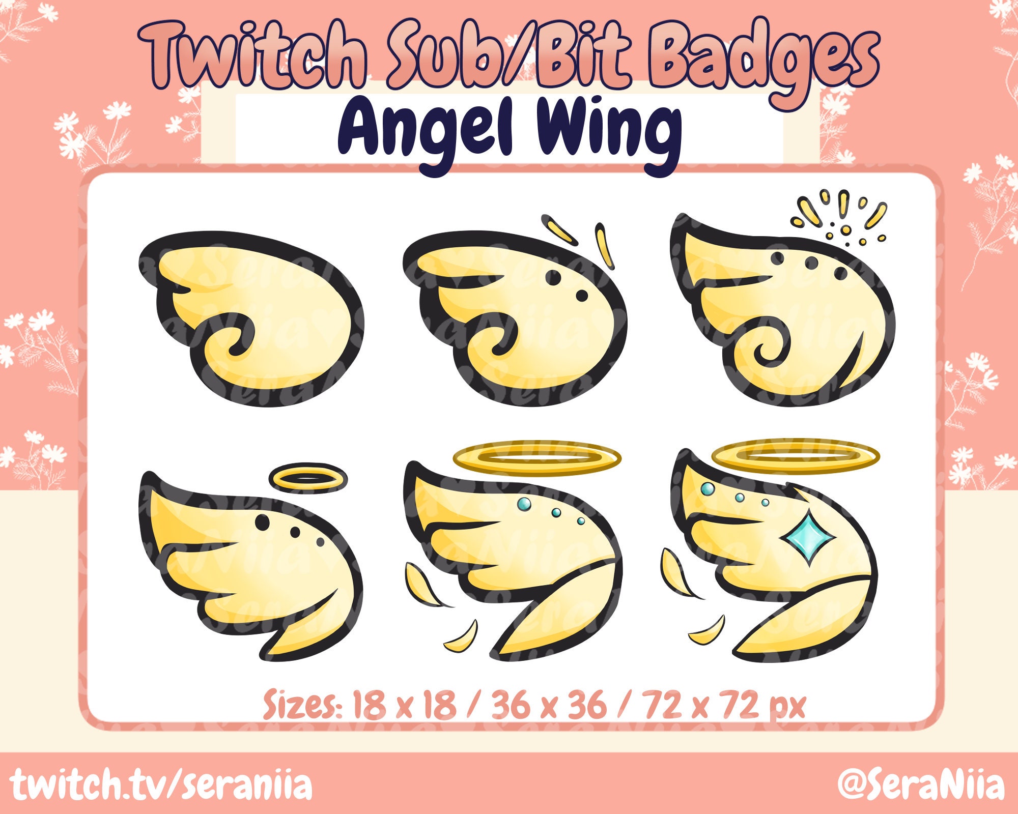 Cute Angel Wing Sub and Bit Badge for Twitch, Youtube, Streamers,  Streaming, Vtubers - Etsy