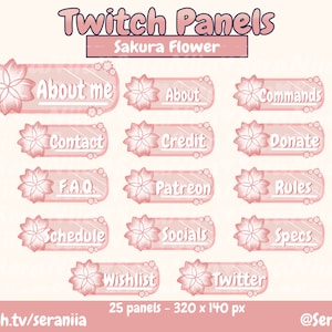 Cute Sakura Cherry Blossom Twitch Panels for Streaming/Streamers and Vtubing/Vtubers