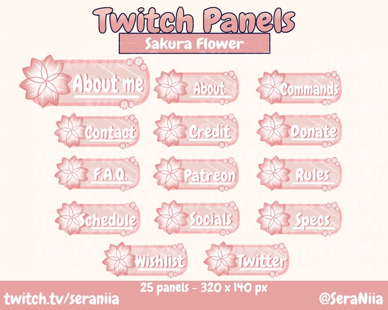 Cute Sakura Cherry Blossom Twitch Panels for Streaming/streamers and