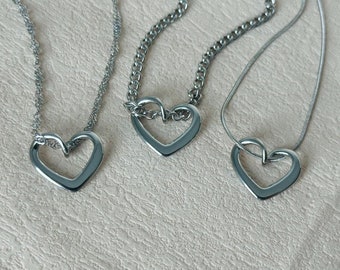 Silver Heart Necklace, Symbol of Eternal Love Pendant,  Minimalist Heart Charm Jewelry