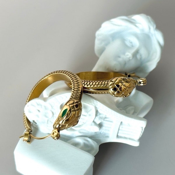 18K GOLD Snake Huggie Hoop Earrings • Birthday Gift • Unique Animal Earrings • Dainty Serpent Earrings • Snake Bite Huggies • Gift for Her