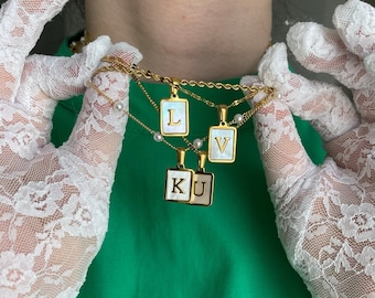 GOLD Perlmutt Muschel Anfang Halskette 18K Edelstahl Halskette Perle Schmuck nicht trüben personalisierte Weihnachtsgeschenk für Sie