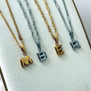 Collar personalizado con letra de globo 3D en oro y plata • Regalo para mejor amiga • Colgante con inicial de burbuja pavé gruesa • Regalo de San Valentín para ella