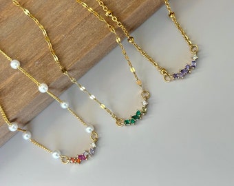 Gold Zircon Birthstone Necklace, Custom Marquise Zircon Pendant, Gemstone Jewelry for Women, Birthday Gift