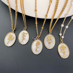 Celestial Zodiac-ketting • Parelketting geboortebloem • Cadeau moeder • 3D-ketting Zodiac-geboortesteen • WATERDICHTE sieraden • Cadeau beste vriend