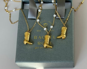GOLD FILLED Cowboy Boot Necklace • Birthday Gift for Her • Cool Shoes Pendant • Trendy Western Jewelry • Perfect Christmas Gift
