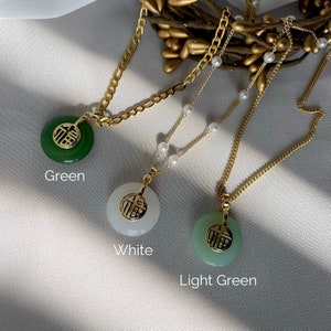 GOLD FILLED Jade Stone Necklace • Birthday Gift • Buddha Jade Necklace • Dainty Circle Gemstone Charm • Light Jade Pendant • Christmas Gift