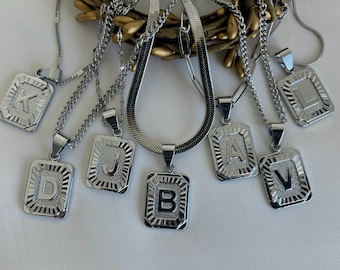 Exquisite SILVER Medallion Letter Necklace • Handmade Monogram Pendant Jewelry for any Name • Perfect for Weddings, Graduations or Birthdays