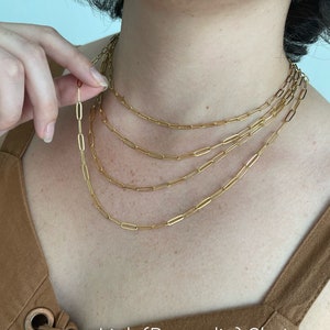 Stainless Steel 18k Gold Plated Golden Paperclip Chain - Temu