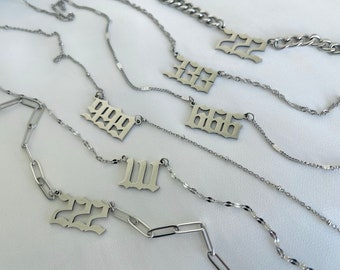 SILVER Angel Number Necklace • Custom Lucky Number Necklace • Birthday Gift for Mom • Minimalist Number Necklace • Best Friend Gift for Her