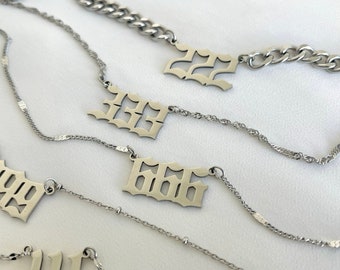 SILVER Angel Number Necklace • Custom Lucky Charm Pendant • Minimalist Jewelry • Birthday Gift