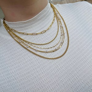 GOLD Chain Necklaces Layering Necklace Vine Chain Twist Chain Dainty Chain Chain for Women Cuban Chain WATERPROOF Jewelry Christmas Gift image 9