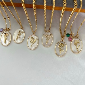 Celestial Zodiac Necklace • Pearl Birthflower Necklace • Mom Gift • 3D Zodiac Birthstone Necklace • WATERPROOF Jewelry • Best Friend Gift image 4