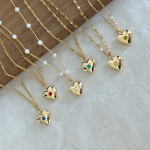 Personalized Birthstone Heart Necklace • Birthday Gift for Her • Dainty Photo Locket Necklace • Minimalist Heart Locket • Best Friend Gift