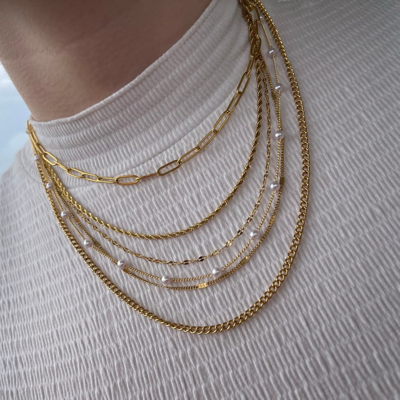GOLD Chain Necklaces Layering Necklace Vine Chain Twist Chain Dainty Chain Chain for Women Cuban Chain WATERPROOF Jewelry Christmas Gift image 6