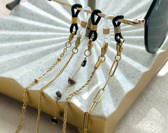 Sunglasses Chain for Women • Gold Eyeglass Holder Necklace • Birthday Gift for Her • Waterproof Mask Chain • Handmade Summer Accessories