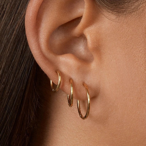 18K GOLD Hoop Earrings • Perfect Gift Idea • Simple Earrings • Endless Hoop Earrings • WATERPROOF Earrings • Personalized Best Friend Gift