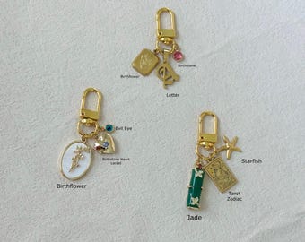 Personalized Charm Keychain for Women • Bag Charms Holder • Gold Purse Chain Accessory • Customizable Handbag Key Holder • Christmas Gift