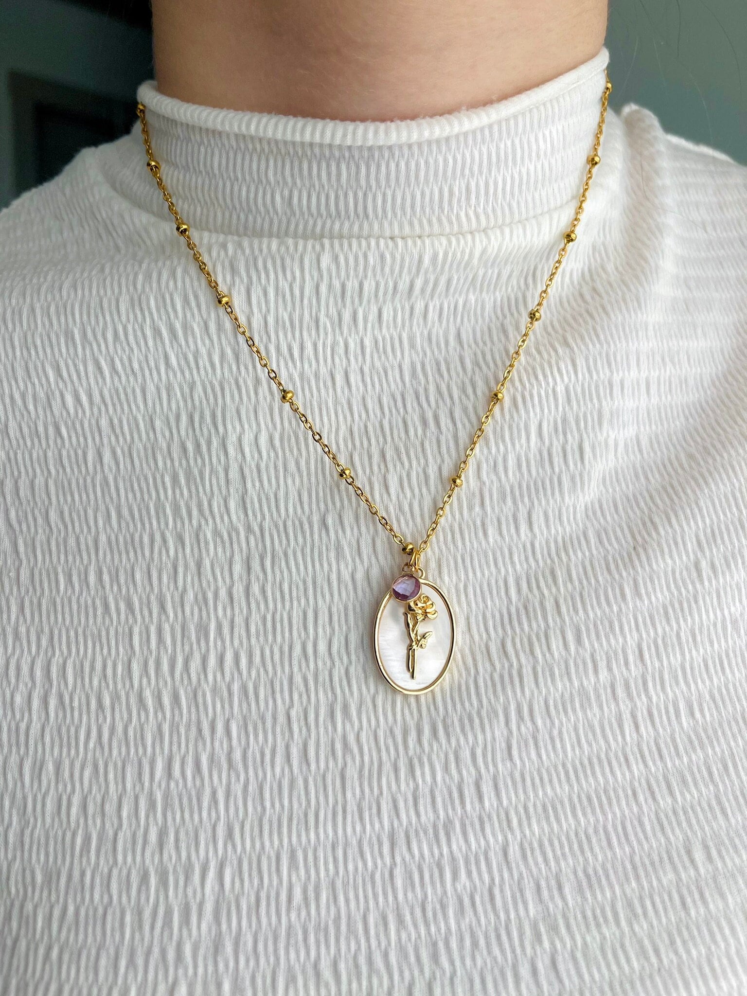 Celestial Zodiac Necklace • Pearl Birthflower Necklace • Mom Gift • 3D Zodiac Birthstone Necklace • WATERPROOF Jewelry • Best Friend Gift