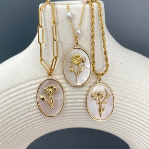 Celestial Zodiac Necklace • Pearl Birthflower Necklace • Mom Gift • 3D Zodiac Birthstone Necklace • WATERPROOF Jewelry • Best Friend Gift image 6