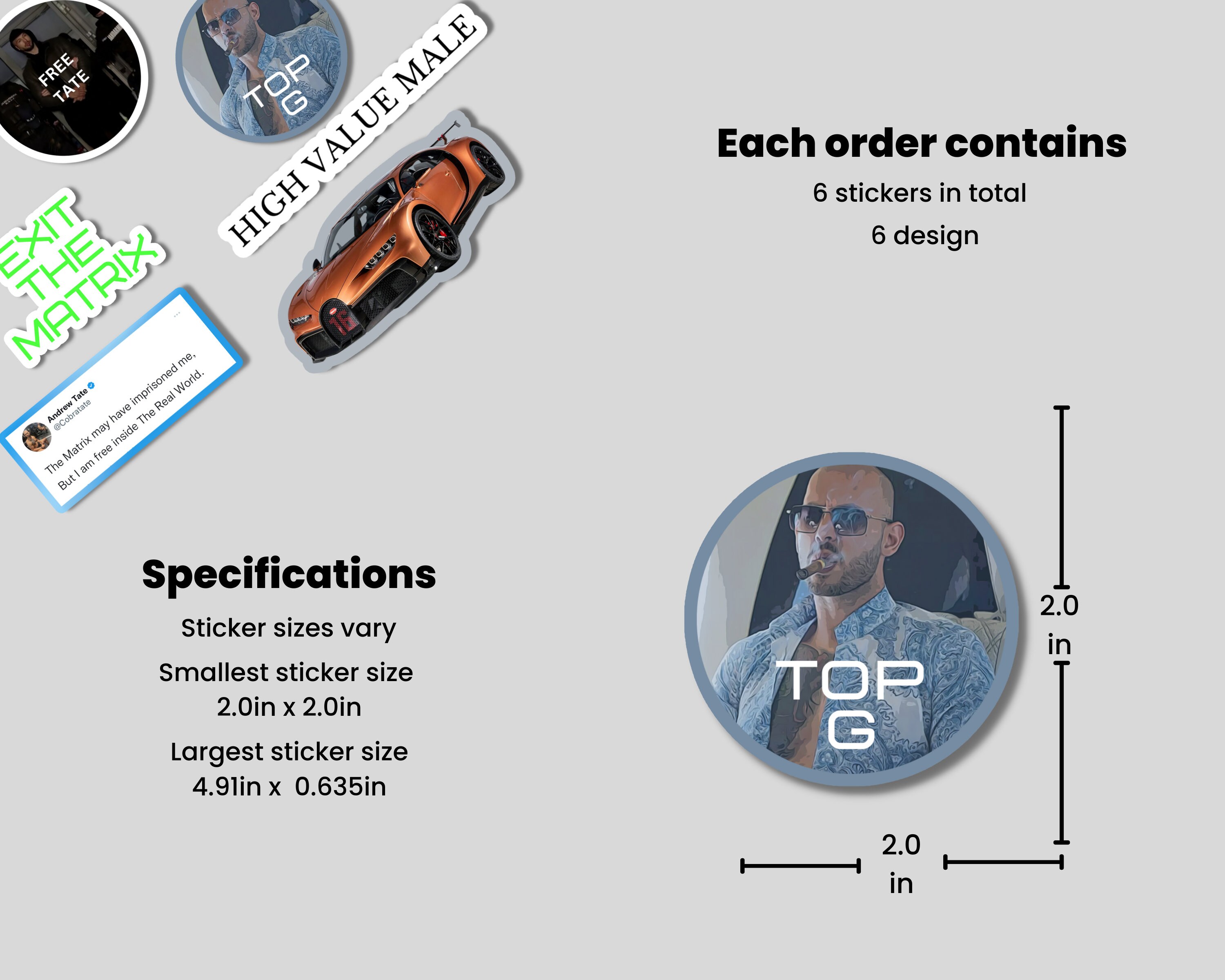 Andrew Tate top G Stickers Andrew Tate Stickers Etsy Canada