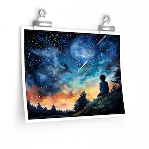Meteor Shower Watching | Poster Print | Canvas Print | Mid-journey AI