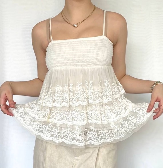 Vintage lace coquette embroidered cami
