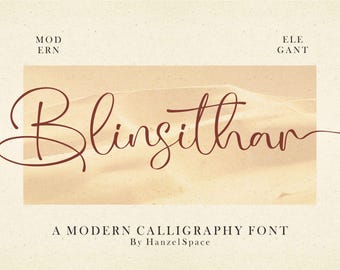 Blinsithar - Modern Calligraphy Font, Logo Font, Signature Font, Script Font, Wedding Font, Elegant, Feminine, Handwriting Font