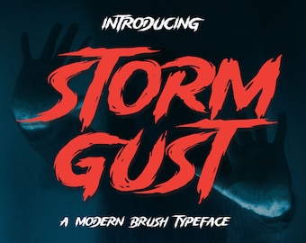 Storm Gust -  Brush Font, Horror Font, Movie Font, Cover Font, Lettering Font, Rought Font
