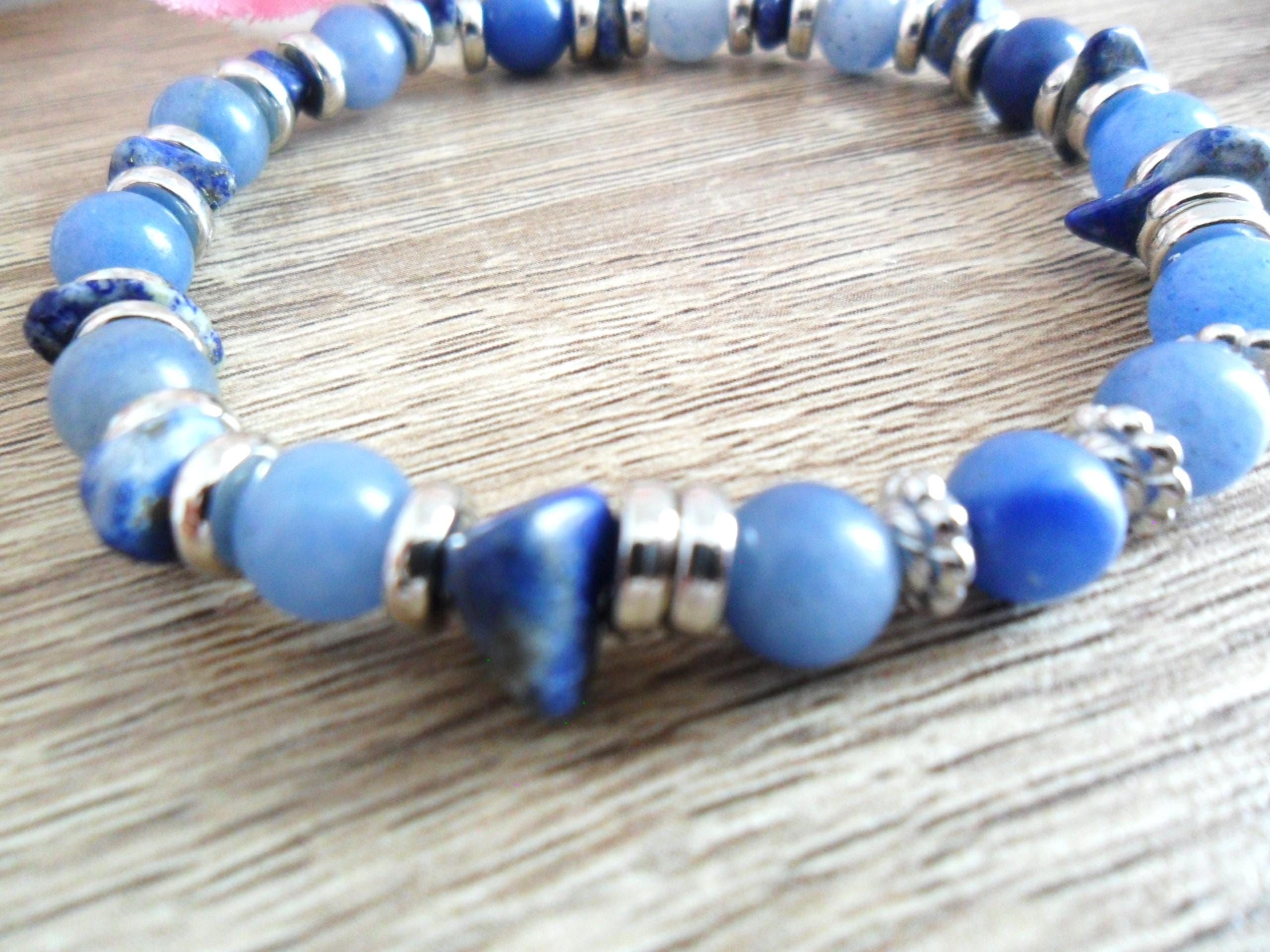 Braccialetto Avventurina Blu perle pietra naturale da 8mm - Qualità AB