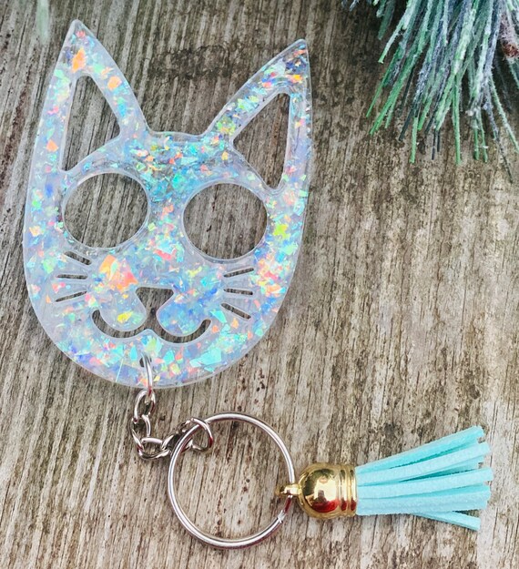 Cat Keyring Ladies Keycharm Self Defence Kitty Cat Resin Etsy