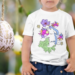 Floral Easter Bunny T-Shirt for Toddlers and Babies, Springtime Style  | Easter Holiday | Gifts for Animal Lover | Happy Easter Cartoon Tee