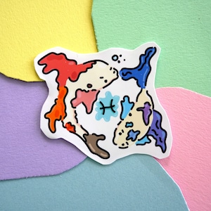Yin Yang Fish Pisces Zodiac Sign Sticker | Pisces Zodiac Sticker | Astrology Stationary