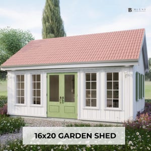 16x20 Shed Plans – Guest House, Studio, She Shed, Workshop – Cottage Style Backyard Shed Building Plans PDF DIY Shed Plans Blueprints