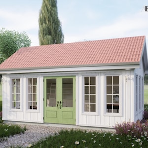 12x20 Garden Shed Plans Guest House Plans Bunkhouse Shed Plans Workshop Blueprints Gift For Her She Shed