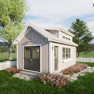 12x20 Farmhouse Shed Plan PDF with Loft | Guest House, Workshop Blueprint | PDF Download