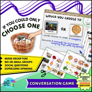 Back to School Would You Rather Speech Social Skills Mixed Group Icebreaker | Opinion Writing Activity