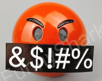 Imán de emoji enojado con palabrotas / Divertido imán para refrigerador de 9 cm con tablero de símbolos censurados